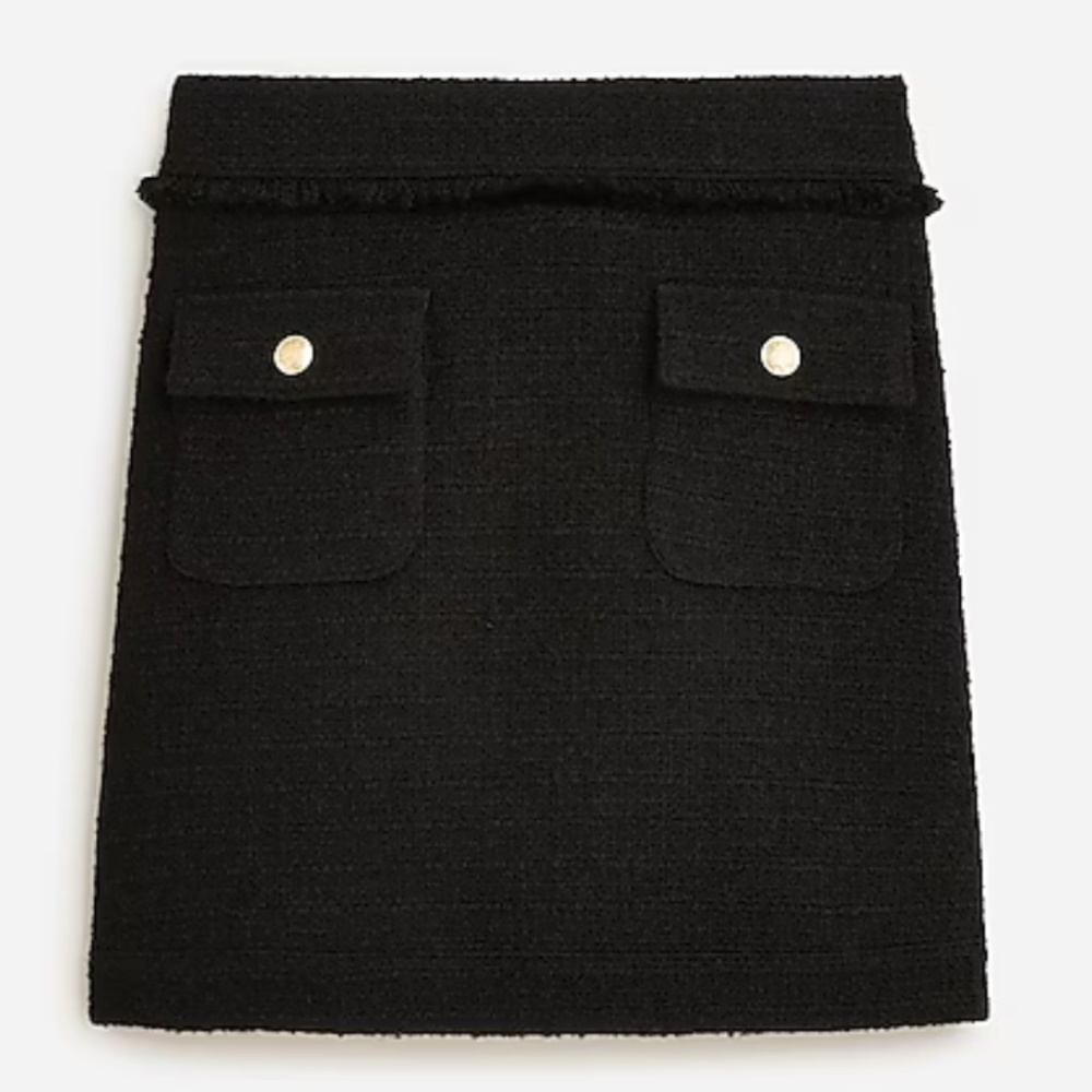NWOT J. Crew Mini Skirt in Black Tweed Wool Blend Size 0